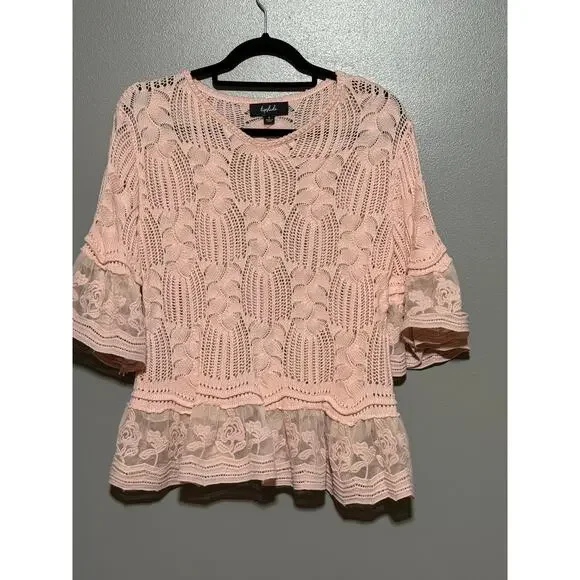 NWOT Lipslide Crotched Detailed Floral Lace Top Small Beautiful Pink Flowy - Picture 1 of 6
